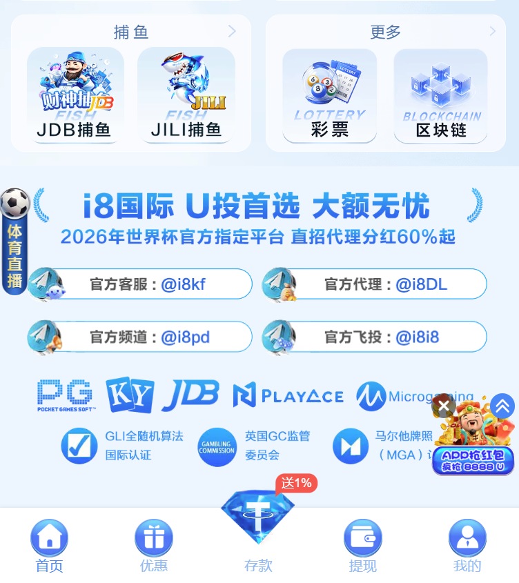 i8.COM 首页下半部分：平台分类、官方联系方式、合作品牌、认证信息和底部导航